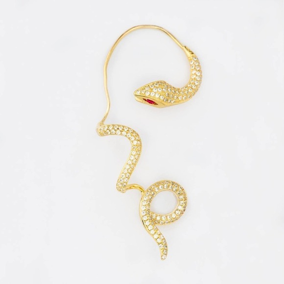 SINGLE STATEMENT SERPENT  EAR JACKET - ROSE SILVER - Picture 6 of 6